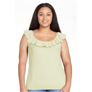🆕 Scoop Women's Knit Sweater Tank Top with Ruffled Neck Size: XXXL (22)